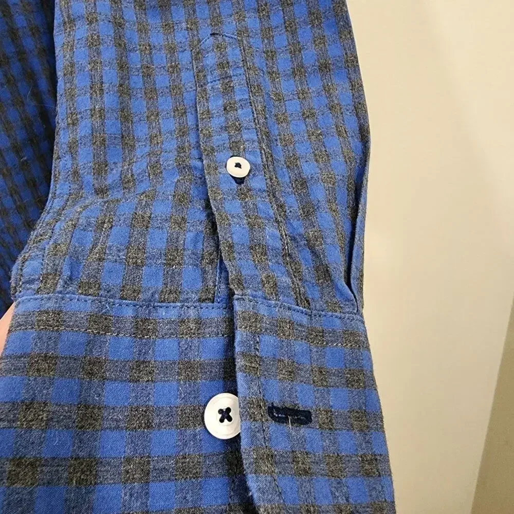 UNTUCKit Men Shirt Blue Grey Micro Check Cotton Casual Button‎ Down Medium M 78c